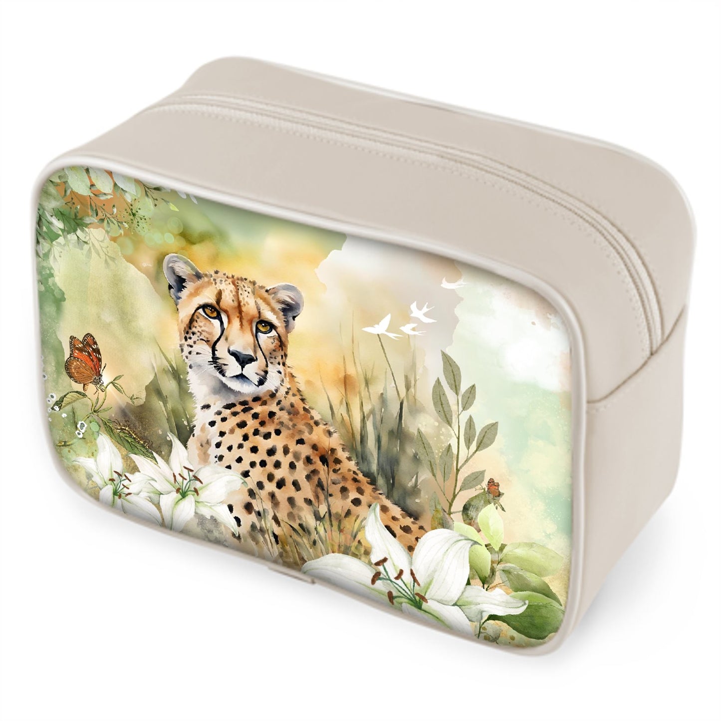 Toiletry Bag - Cheetah and Lily Elegance