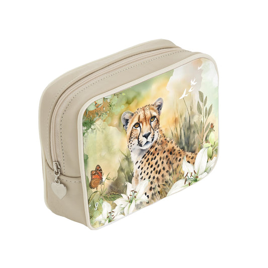 Make Up Bag - Cheetah in Whispering Lilies