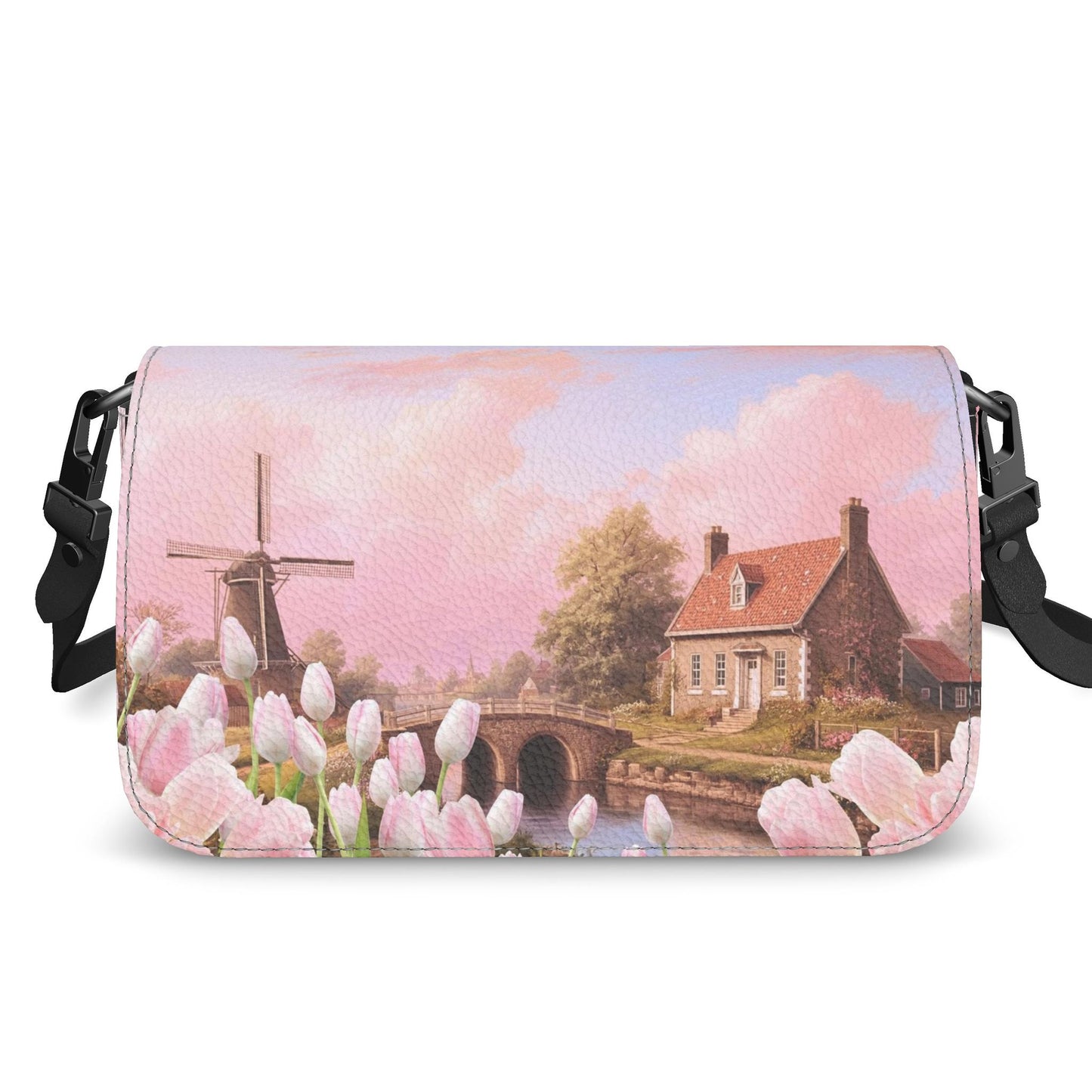 Cossbody Flap Bag - Whispering Petals of Dawn