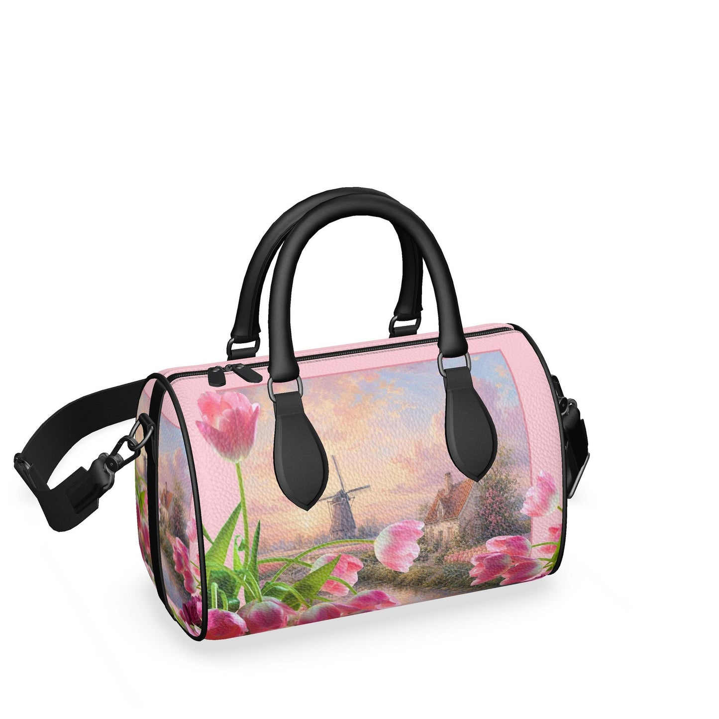 Mini Denbigh Duffle bag - Romantic Dutch Canal & Pink Tulip Ensemble