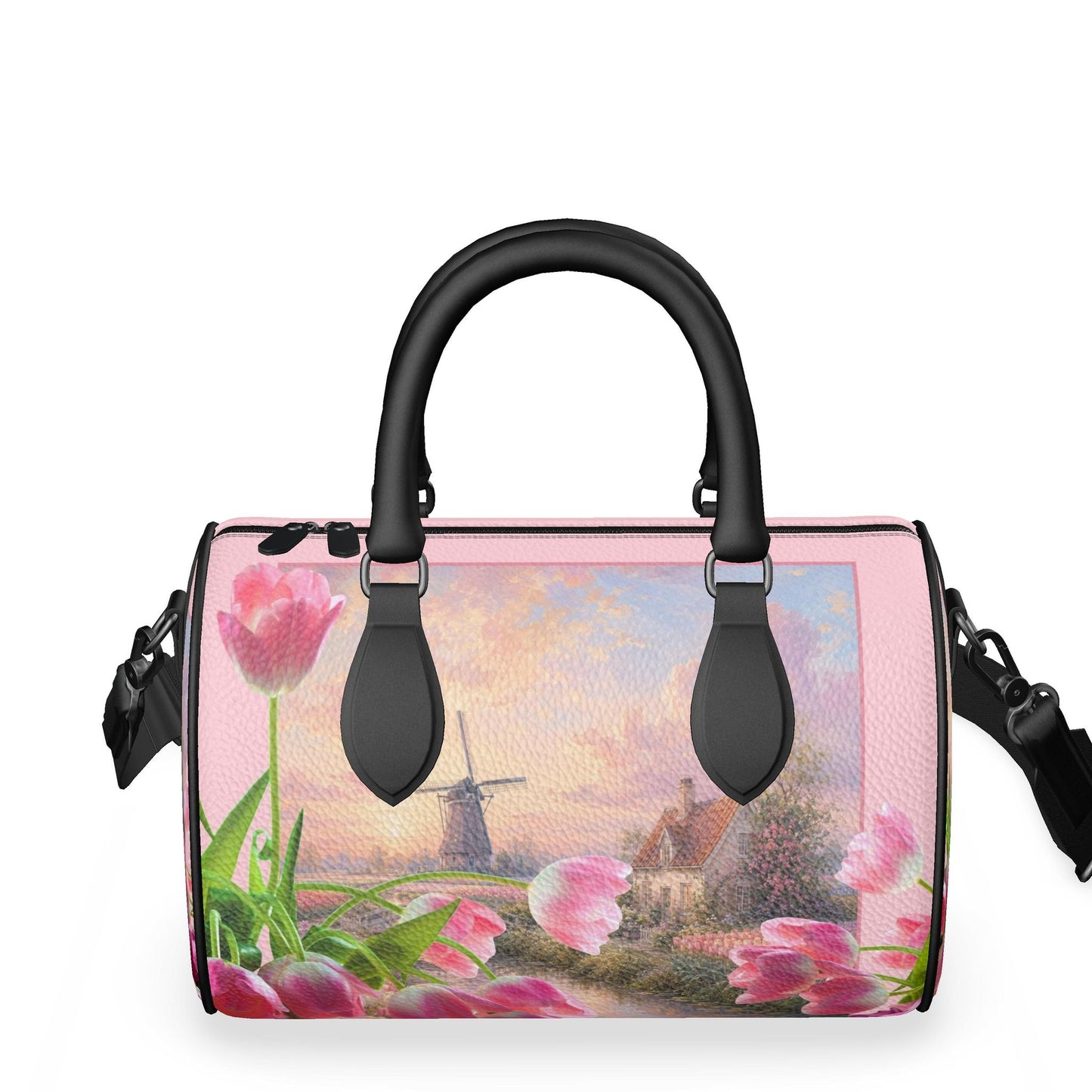Mini Denbigh Duffle bag - Romantic Dutch Canal & Pink Tulip Ensemble