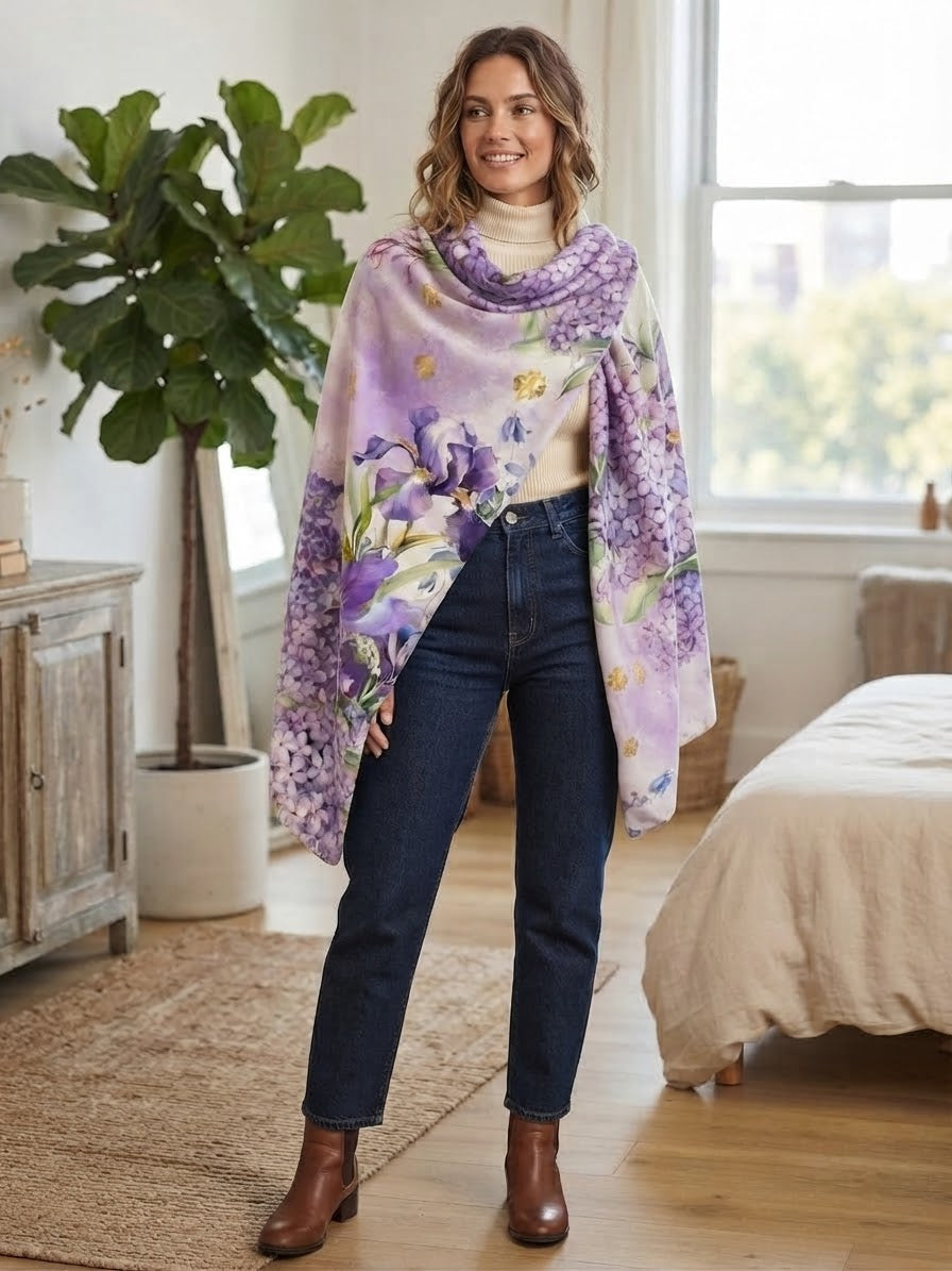 Blanket Scarf - Fleur de Lis & Iris
