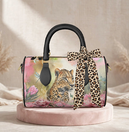 Handbag Scarf - Savage Grace Leopard Silk Twilly