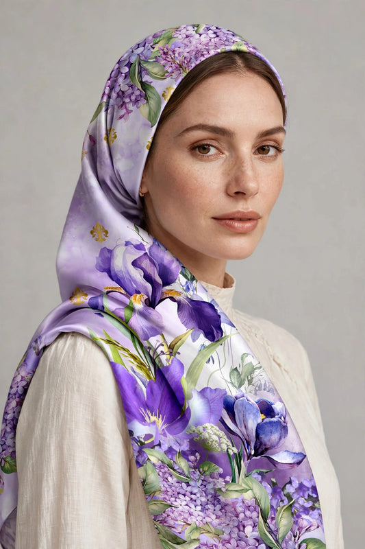 Scarf Wrap - Majestic Lilac & Fleur-de-Lis
